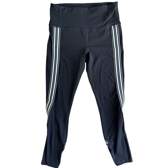 Athleta Side Stripe Salutation 7/8 Legging, Mesh Accent, Black/White, SMALL - Picture 1 of 7